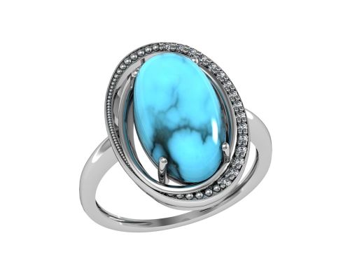 Перстень из серебра с бирюзой р.18,5 ПРИВОЛЖСКИЙ ЮВЕЛИР