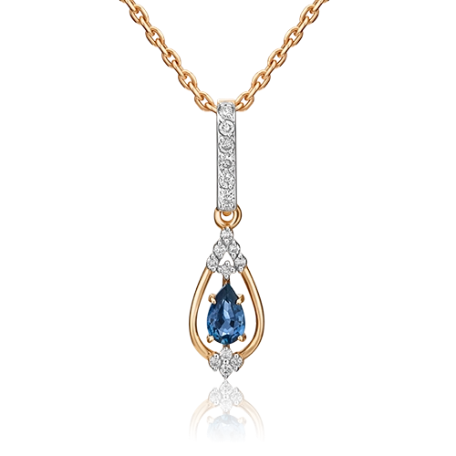 Подвеска из красного золота с бриллиантом/сапфиром PLATINA jewelry