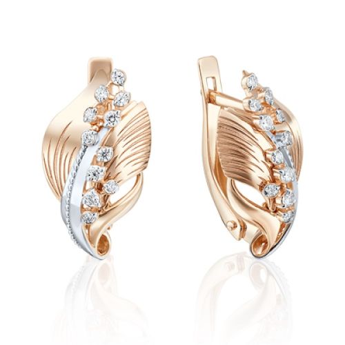 Серьги из красного золота с фианитом PLATINA jewelry