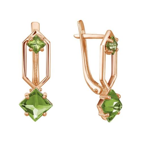 Серьги из красного золота с хризолитом ALORIS
