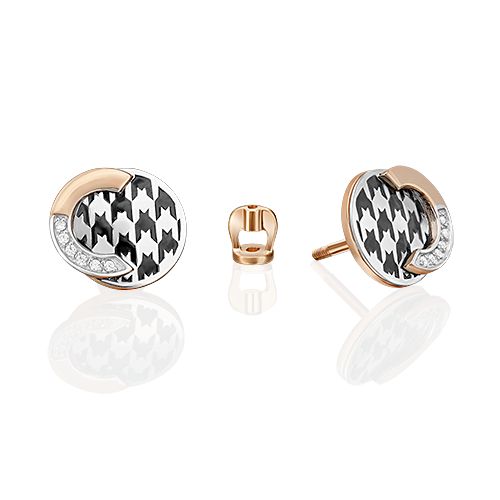 Серьги пусеты из красного золота/белого золота PLATINA jewelry