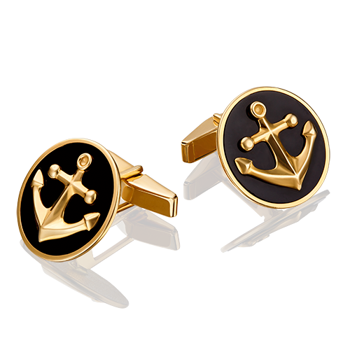 Запонки из желтого золота с эмалью PLATINA jewelry