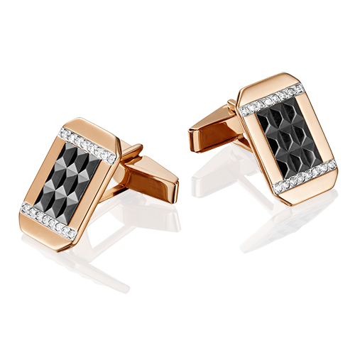 Запонки из ювелирного сплава с фианитом PLATINA jewelry